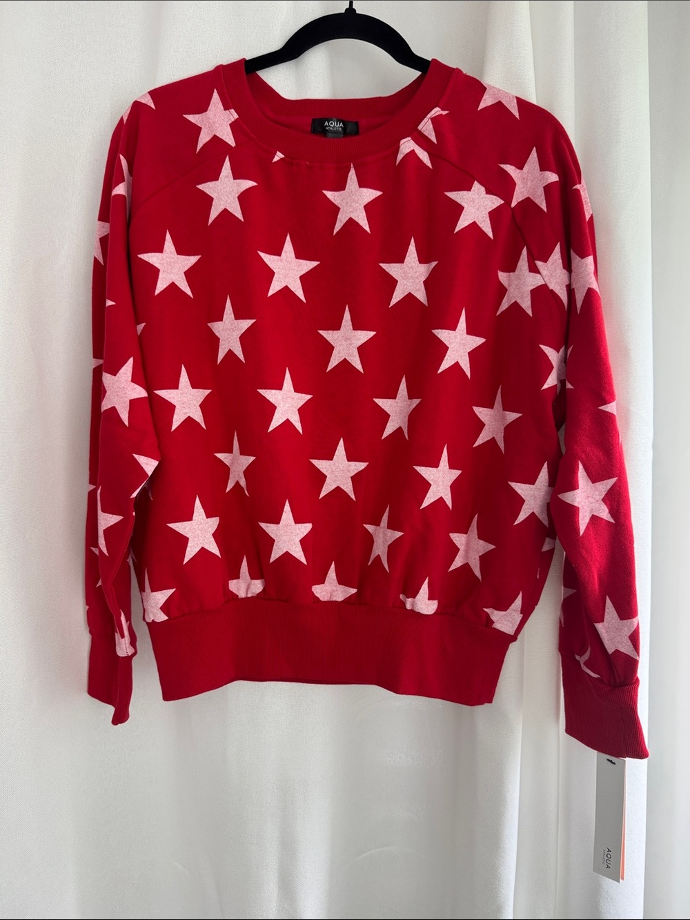 Aqua Athletic Red Sweater with White Star Print